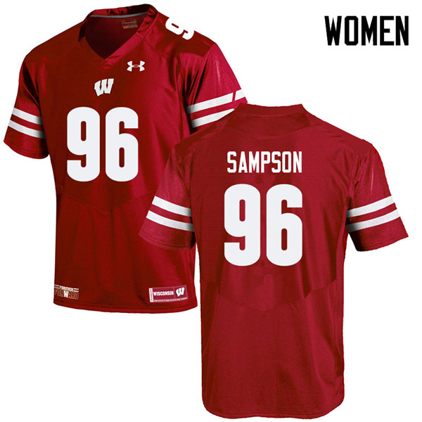 Women #96 Cormac Sampson Wisconsin Badgers College Football Jerseys Sale-Red